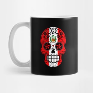 Peruvian Flag Sugar Skull with Roses Mug